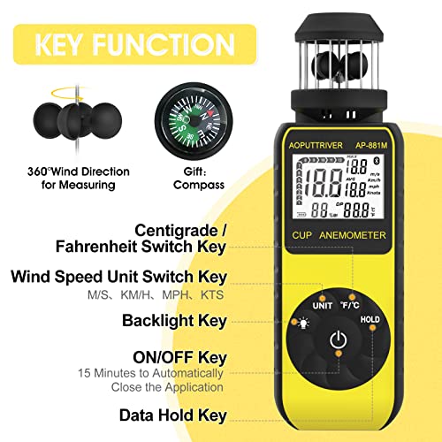 93MPH Handheld Anemometers Wind Cup Digital Wind Speed Meter