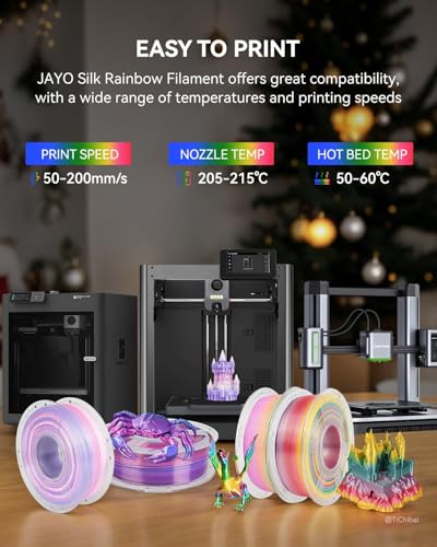 JAYO Silk Rainbow PLA+ 3D Printer Filament 1.75mm, 1.1kg - color: Silk Rainbow 02, size: 1.1KG