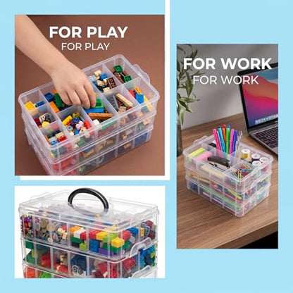 2Pack 3-Tier Stackable Storage Box, 30 Adjustable Compartments Organizer - size: 30 Grids