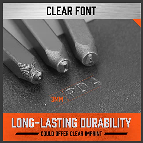 HORUSDY 37-Piece Number and Letter Stamp Set 1/8 (3mm) (A-Z & 0-9 + Love) Punch Perfect for Imprinting Metal Stamping kit, Plastic, Wood, Leather. - color: (1/8”) 3mm