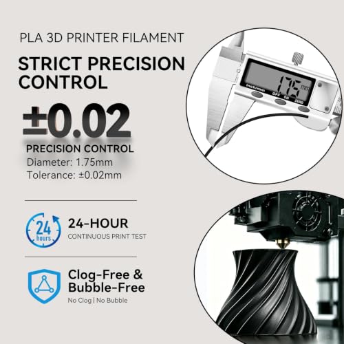 Kingroon Black PLA Filament 1.75mm 3D Printer Filament Pla Filament 1kg Filament Dimensional Accuracy +/- 0.02mm, Fit Most FDM Printer - color: 1kg Black