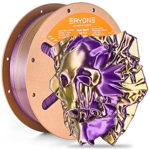 ERYONE Silk Filament PLA+ 1.75mm Shiny 3D Printer Filament, Multicolor PLA 2 in 1, 1kg (2.2LBS)/Spool, HS Silk Dual Color Gold & Purple - color: Silk Pla+ 2 in 1 Gold Purple