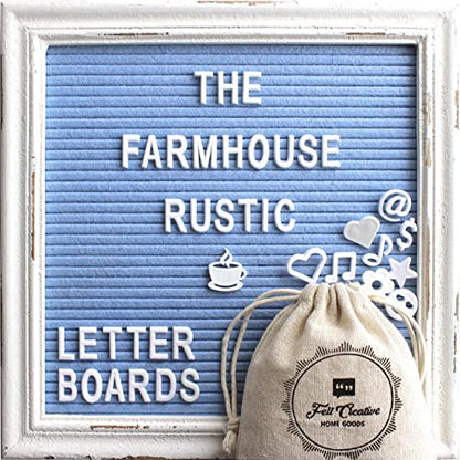 Blue Felt Letter Board Baby Announcement Sign with Rustic Wood White Frame - Rustic Farmhouse Letter Board Sign with Stand - 10x10 Felt Board Changeable Message Board with 350 Letter Set - color: Blue, size: 10x10 inches