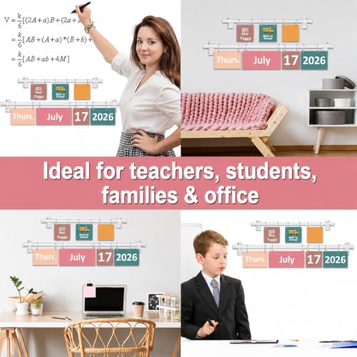 96 Cards Classroom Bulletin Board Decorations Set for Teachers,Flip Calendar with Holder for Classroom,Adjustable Calendar,Preschool Elementary Home Decor Supplies（Pink and Green） - style: Pink and Green