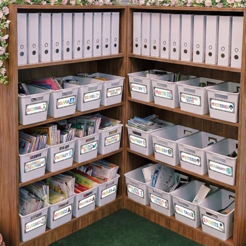 Tinlade 56 Pcs Classroom Reading Corner Label Library, Composition Notebook - style: Composition Notebook