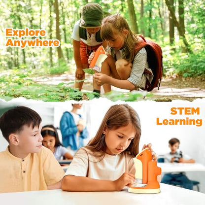 Uarzt 1000X Kids Digital Handheld Microscope 2.0" IPS Screen with Slides - color: Orange