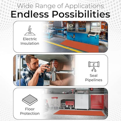 Exactly Rubber - Commercial Grade Silicone Sheet, 60A Durometer Silicone Mat, -80 to 450°F Temperature Resistant Rubber Mat, Rubber Sheet with 350% Elongation, Made in The USA, 1/16 x 9” x 36”, Red - color: Red, size: 1/16 x 9 x 36