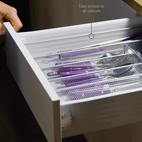 Mindspace Cutlery Tray, 6 Compartments | Kitchen Utensil Silverware Tray | Flatware Drawer Organizer | The Mesh Collection, Black - color: Black