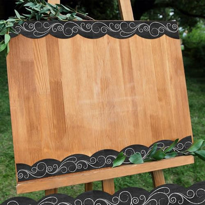 Outus 68 ft Black and White Bulletin Board Border, 2.99 in - size: 2.99 Inches, style: Swirls