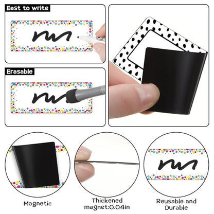 Eaasty 48 Pcs Dry Erase Magnetic Labels Reusable Magnetic Name Tag for Whiteboard Locker Fridge Classroom School Office Home(Confetti) - style: Confetti