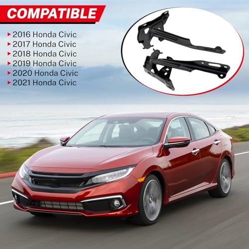 1 Pair Front Left And Right Hood Hinge Set for Honda Civic 2016-2021 HO1236143 HO1236144 60120TBAA00ZZ 60170TBAA00ZZ Driver and Passenger Side