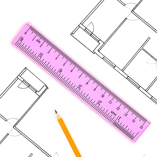 Coopay 4 Pcs Math Geometry Tool Set, Clear Acrylic Drawing Tool, Pink - color: Pinkish-Purple, size: 6 Inch