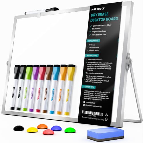 Marsrock Dry Erase White Board with Stand, Double-Sided Whiteboard 16"x12" - color: Blank Board, size: 16"x12"