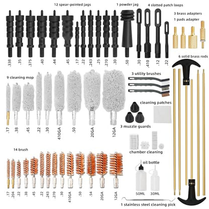 BESTNULE Gun Cleaning Kit for All Guns, Brass Rods w/Chamber Cleaning Pads - style: Plastic Jags and Loops