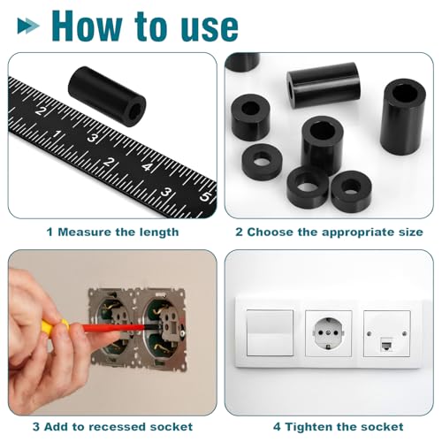 355 Pcs Nylon Electrical Outlet Spacers Kit - Non-Threaded Round Plastic Spacers for Switch & Receptacle Screws, Secure Fit Spacer Assortment for Outlet Installation and DIY Projects