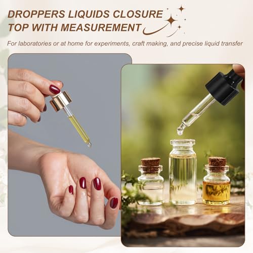 PATIKIL Glass Eye Dropper w/Measurement mark for 1.7oz Glass Bottles 10Pcs - color: White/Gold Top, size: 1.7oz