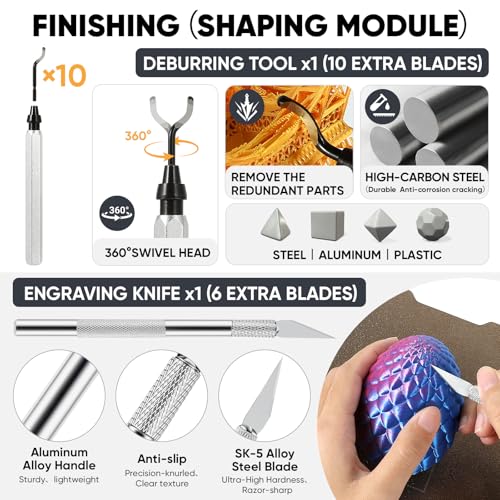 3D Printer Tools Kit Essential,for All FDM/SLA model,3D Printer Accessories Printing Tool, Model Process, Finishing, Cleaning, Maintenance, Includes Deburring Tool, Wire Cutter, Nozzle Cleaning Needle