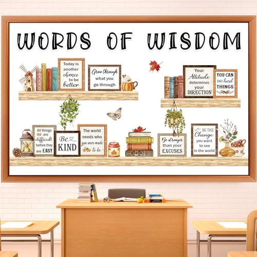 Qilery Fall Bulletin Board Set, Motivational Classroom Decor Cutouts - style: Words of Wisdom