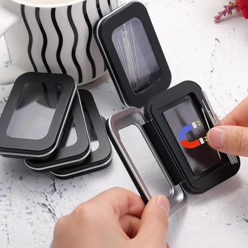 Magnetic Sewing Needle Case - Portable Black Embroidery Needle Organizer Box, Secure Storage for DIY Sewing & Craft Tools, Travel-Friendly (8x5x1.3 cm)