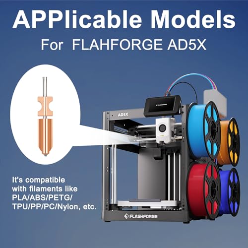 AD5X Hotend Nozzle Kit, 3 Pack 0.4mm Hardened Steel Integrated Nozzle with 3 Silicone Covers - All-Metal High-Temp Resistant (300℃) for PLA/ABS/PETG/TPU, OEM Replacement for Flashforge AD5X 3D Printer