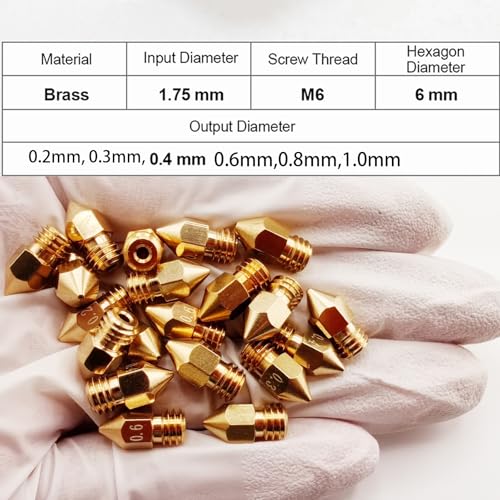 26Pcs Ender 3 Nozzles kit, MK8 Nozzles kit, Brass 3D Printer Nozzles 0.2/0.3/0.4/0.6/0.8/1.0mm Compatible for Creality Ender 3 Pro v2/Ender 3 Max/5 Pro/Ender 3 S1/Ender 3 Neo/CR10 3D Printer Nozzle, - style: 26Pcs MK8 Nozzles kit