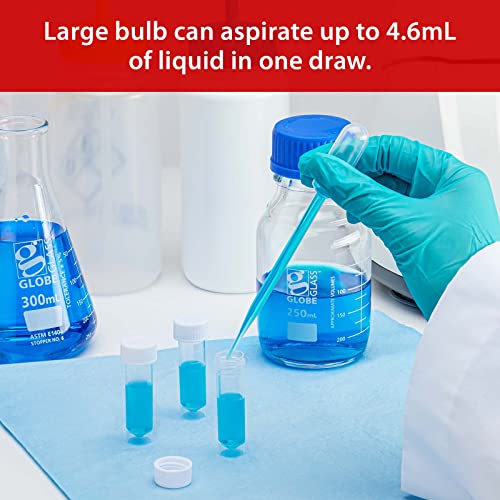 Globe Scientific 138030-400 LDPE General Purpose Transfer Pipet, Non-Sterile, Large Bulb, 157mm Length, 8.0mL Capacity, Box of 400