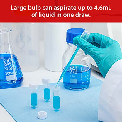 Globe Scientific 138030-400 LDPE General Purpose Transfer Pipet, Non-Sterile, Large Bulb, 157mm Length, 8.0mL Capacity, Box of 400
