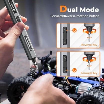 AM ARROWMAX Precison Electric Screwdriver, 74 in 1 Mini Power Screwdriver Set w/ 70 Magnetic Bits, 5 Torque Modes, Red Dot, IF Winning Design, Rechargeable Small Cordless Screwdriver for Phone, DIY