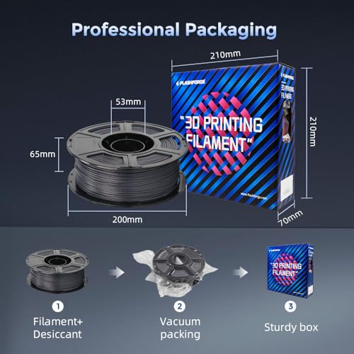 FLASHFORGE Carbon Fiber PETG Filament 1.75mm, Carbon Fiber PETG 3D Printer Filament, 1KG Spool Dimensional Accuracy +/- 0.02mm, Lightweight & Heat-Resistant & Moisture Free (Volcanic Rock Gray) - color: Grey, size: PETG CF