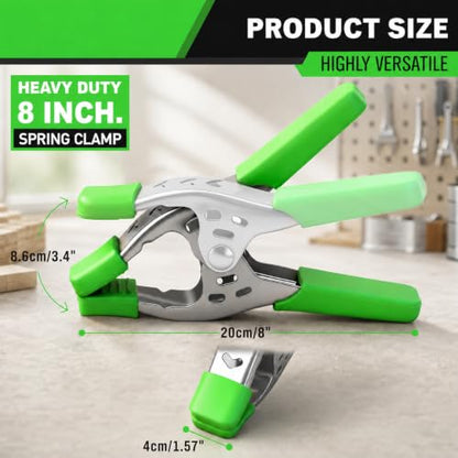 6-Piece 8-inch Heavy Duty Spring Clamp, Large Spring Clamps for Woodworking, Metal Clips 3.4-inch Jaw Opening Clamps for Backdrop, Pool Cover, Photography - size: 8inch 6-Piece