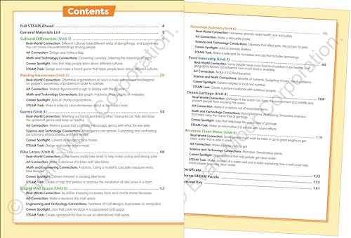 Evan-Moor Skill Sharpeners STEAM Workbook, Grade 4, Science, Technology, Engineering, Art, Math, Hands On Activities, Helping Others, Collaboration, Solve Real World Problems, Puzzles, Homeschool