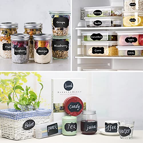 ONUPGO Chalkboard Labels Stickers Bulk - 196 Reusable Chalk Sticker Labels with Erasable Chalk Maker, Removable Waterproof Blackboard Labels for Containers, Glass, Mason Jar Labels
