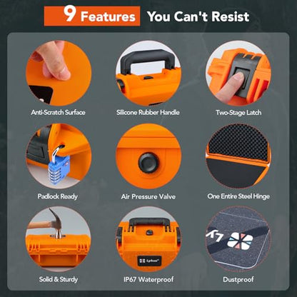 Lykus HC-4410 Waterproof Hard Case with Foam, Inner Size 15.75*10.24*3.94in - color: Orange, size: HC-4410