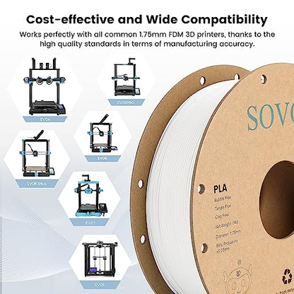 Sovol 3D Printer PLA Filament 2kg Spool Printing Materials, Black+White - color: Black & White, size: 2 KG