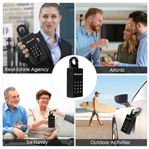 Smart Key Lock Box for Outside, Wireless Lock Box for House Keys, Hide a Key Outdoor, Electronic Digital Lockbox for Realtor Airbnb Smart Bluetooth Lockbox, Work Offline