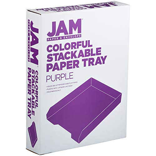 JAM PAPER Stackable Paper Trays - Purple - Desktop Document, Letter, & File Organizer Tray - Sold Individually - color: Purple, size: Pack of One (1) Tray