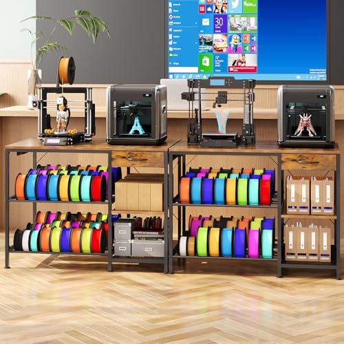 3D Printer Stand with Drawer&Outlet,3D Printer Table with Filament Storage - color: Brown