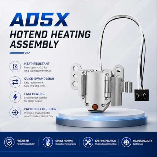 Hotend Heating Assembly for Flashforge AD5X 3D Printer, Hot End Heating Block Kit with Ceramic Heater, Thermistor Sensor & Metal Clip, Extruder Replacement Parts & Accessories - size: ad5x Hotend Heating Assembly