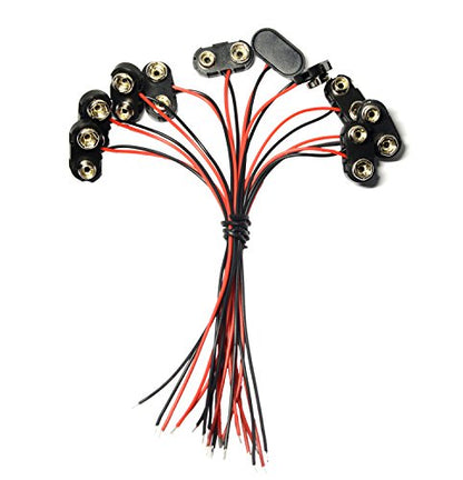 10 Pcs I TYPE 9 Volt Battery Clip And 10 Pcs T Type 9 Volt Battery Connector With Wires Leads