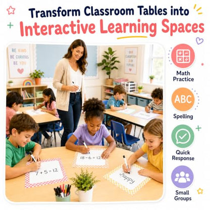 Cinrobiye 24 Pcs Dry Erase Stickers for Classroom Tables, Reusable Writable Decals with 2 Scrapers, Waterproof Dry Erase Spots for Desks, Whiteboards, Walls, Teacher Classroom School Supplies - color: Pastel