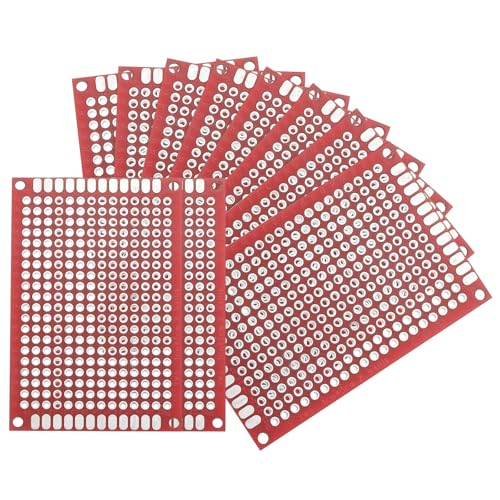 MECCANIXITY 10Pcs Solderable Breadboard, 2.36"x1.57" Double Sided Circuit Board Red Tinned PCB Board Small Prototype Board for DIY Electronics Projects Apply to Soldering Projects - color: Red Tinned, size: 2.36"x1.57"