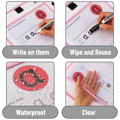 Mr. Pen- Reusable Dry Erase Pocket Sleeves Bulk, 10" x 14", 48 Pack - color: Bright & Pastel Colors, size: 48 Pack