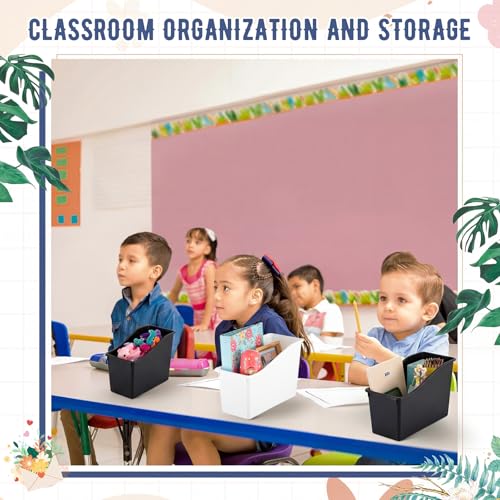 Geetery Plastic Book Bins for Classroom, 24 Pcs, Black, White - color: Black, White