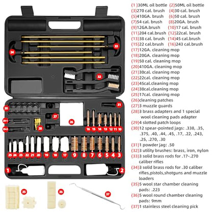 BESTNULE Gun Cleaning Kit for All Guns, Brass Rods w/Chamber Cleaning Pads - style: Plastic Jags and Loops