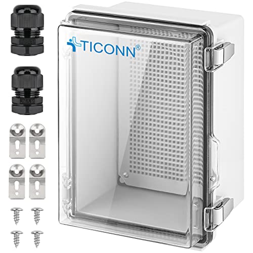 TICONN Outdoor Electrical Box Waterproof, ABS IP67 Junction Box Enclosure - color: Transparent Cover, size: 11"x7.5"x5.5"-2PK