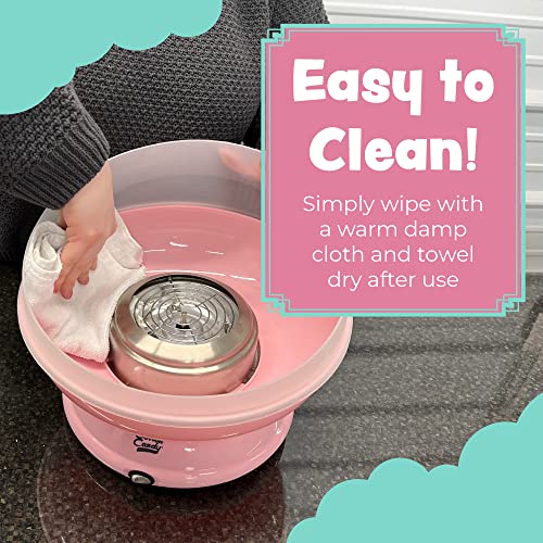 Cotton Candy Express CC1000-S Cotton Candy Machine, with 3 - 11oz. Jars of Cherry, Grape, Blue Raspberry, Orange, Pink Vanilla Floss Sugar & 50 Paper Cones Easy to Use and Clean - color: Pink Machine with 3 Flavors