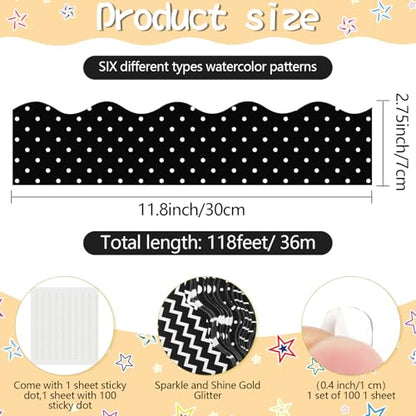 Containlol 118ft Bulletin Board Border Classroom Border, Black White Style - style: Black White Style