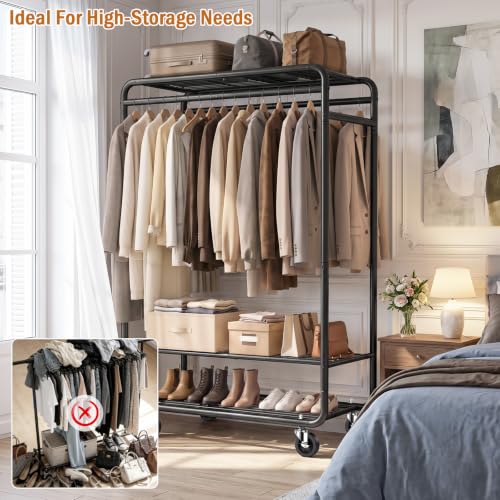 EAGMAK Heavy Duty Clothes Rack, 820 lb Double Rod, 3 Shelves, Black - color: Black