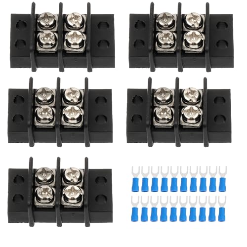 5PCS 2 Circuits Dual Row Screw Terminals Strip with 20PCS Connector - style: 2 Circuits