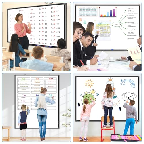 H-Qprobd 60"x48" White Board for Wall Large Magnetic Dry Erase Board with Black Aluminum Frame, Presentation Whiteboard Suitable for Home, Office, Classroom & Kitchen - size: 60"W x 48"H